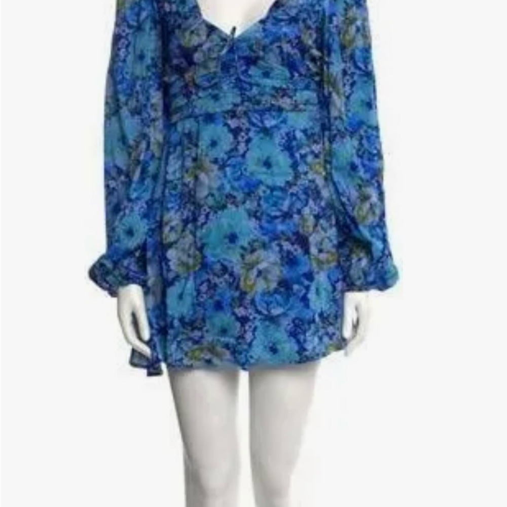 For Love & Lemons Blue Floral Dress
